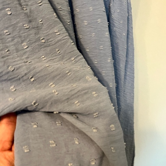 Shein Curve Plus Sz 1XL Blue Gray Swiss Dot Sleeveless Ruffle Dress - Picture 8 of 10